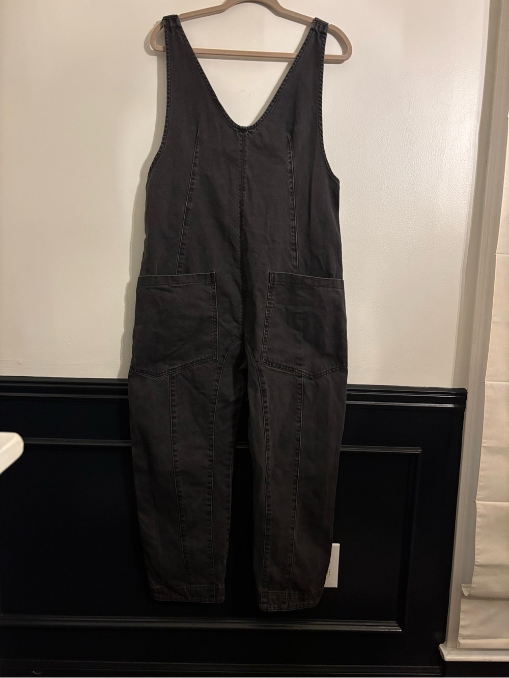 We The Free Black Utility Romper with Front Pockets